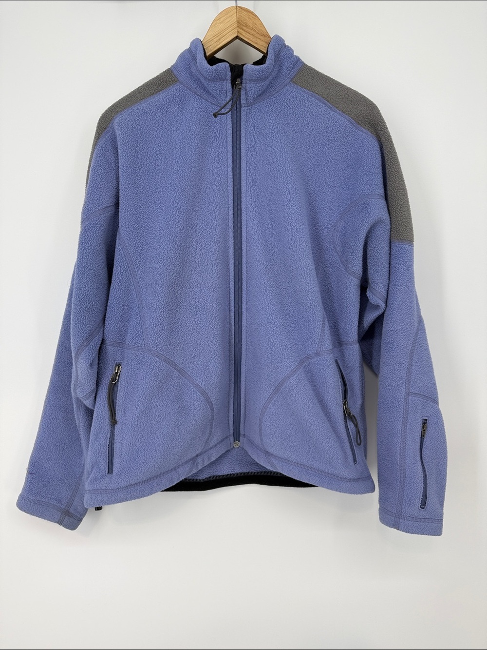 MEC Lavender Blue Full-Zip Fleece Jacket with Gray Shoulder Panels